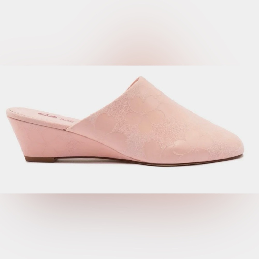 Larroude Venice Wedge In Tulip Sakura Printed Suede